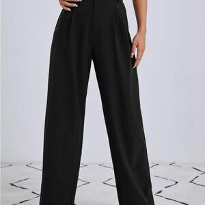 Black High-Waist Wide-Leg Trousers